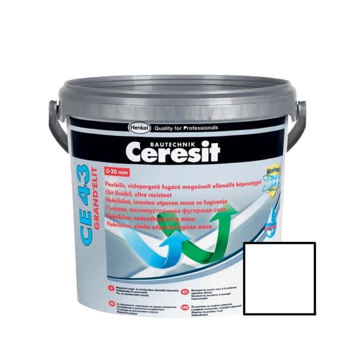 Chit de rosturi gresie si faianta Ceresit CE 43, alb 01, interior / exterior, 5 kg – imagine 1
