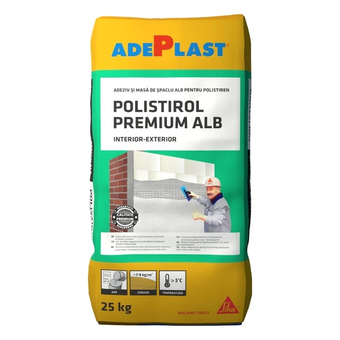 Adeziv polistiren Adeplast Polistirol Premium, interior - exterior, alb, 25 kg