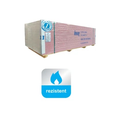 Placă din gips-carton, speciale, rezistente la foc Knauf DF 13 (GKF 12,5mm)