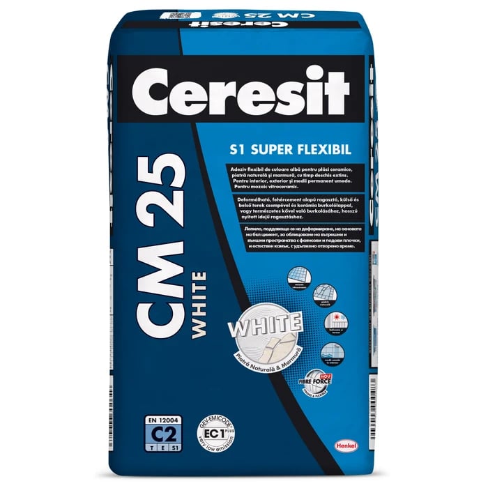 Adeziv pentru placari critice Ceresit CM 25, interior / exterior, alb, 25 kg