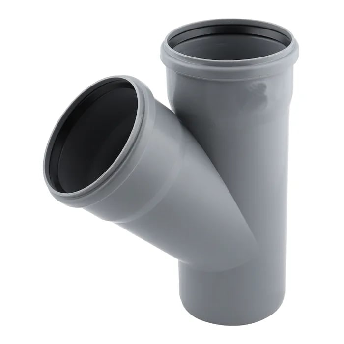 Ramificatie polipropilena, pentru scurgere, gri, D 110 x 110 mm, 45 grade