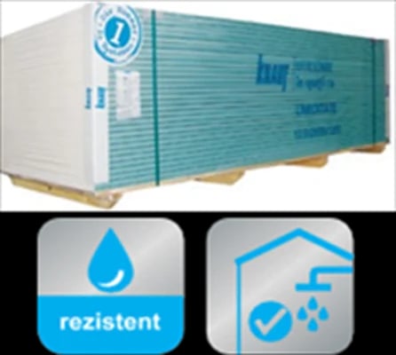 Placă Knauf din gips-carton, speciale, rezistente la umiditate H 13 (GKB-I 12,5mm)