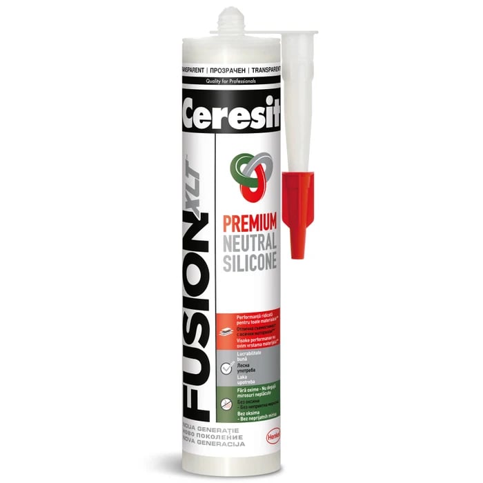 Silicon universal, Ceresit Fusion, rezistent la apa, transparent, interior / exterior, 280 ml